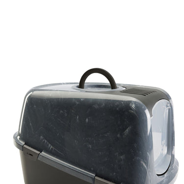 Savic Nestor Toilet Home Cat Litter Box Jumbo Marble - Anthracite White/Black